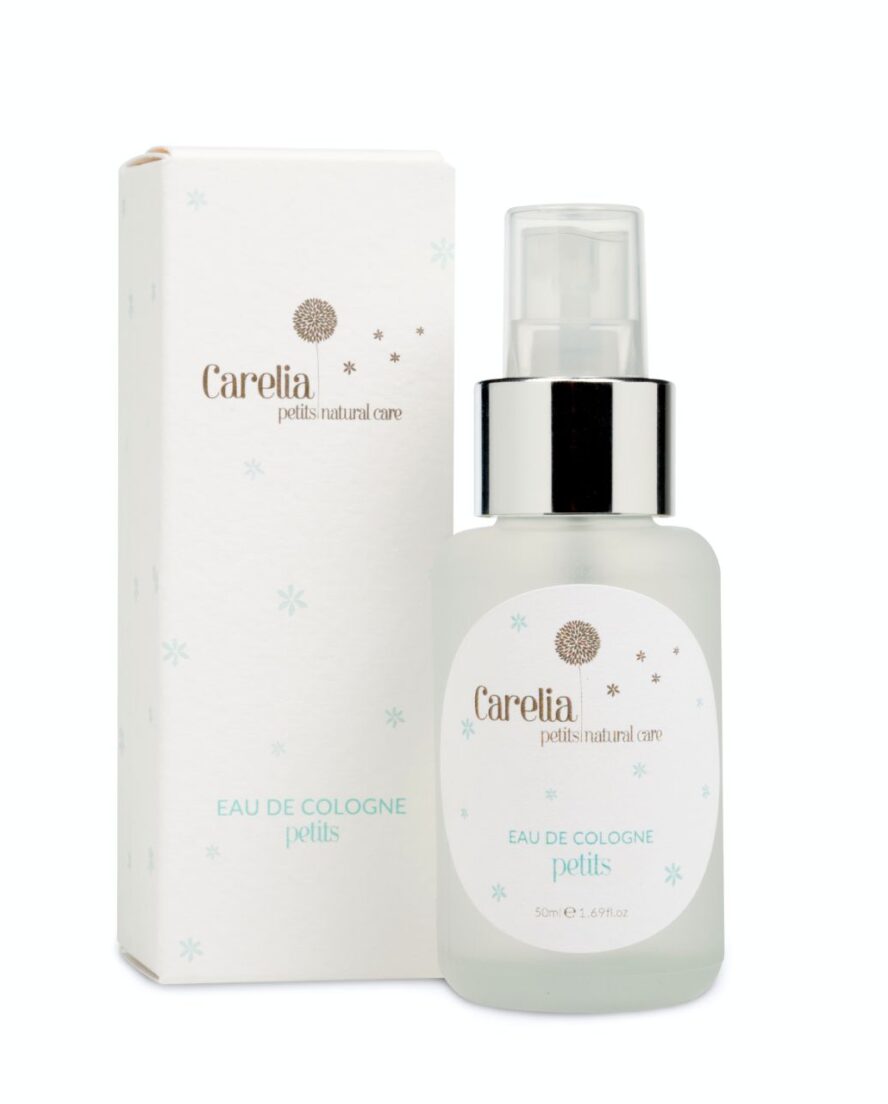 Agua de colonia natural bebé con fragancia de nerolí, azahar y muguet. Baja en alcohol y sin alérgenos. Compra online en North Baby.