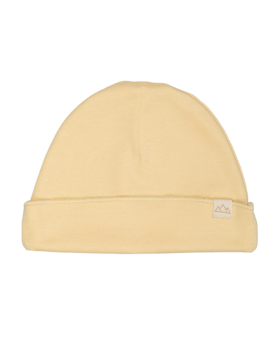 Gorro bebé 100% algodón orgánico Banana con doble capa y vuelta ajustable