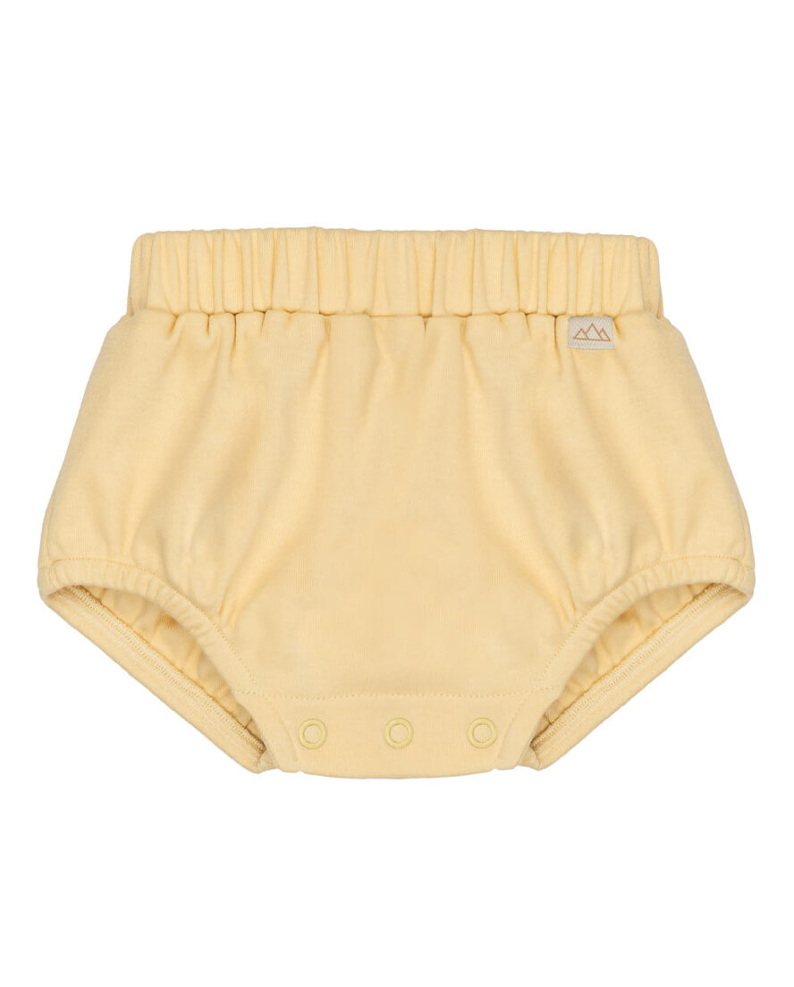 Bombacho bebé orgánico kaki con cintura elástica y broches a presión