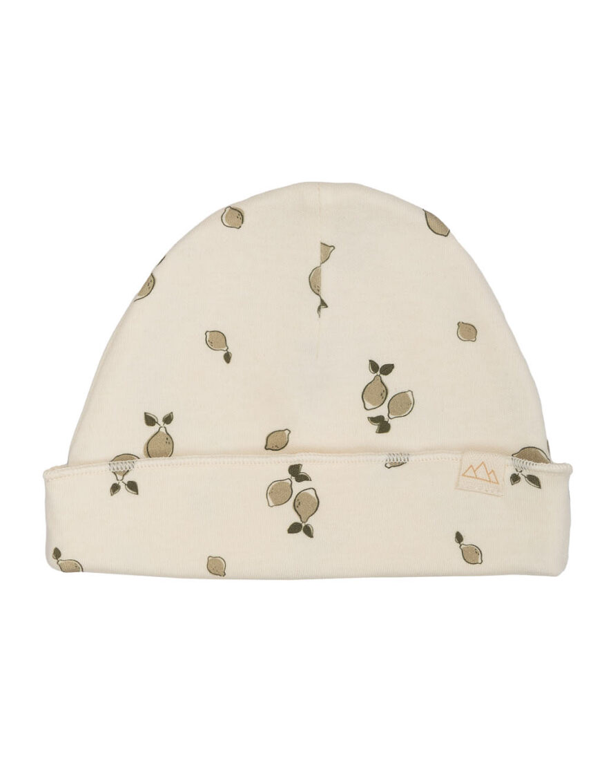 Gorro bebé 100% algodón orgánico limas con doble capa y vuelta ajustable