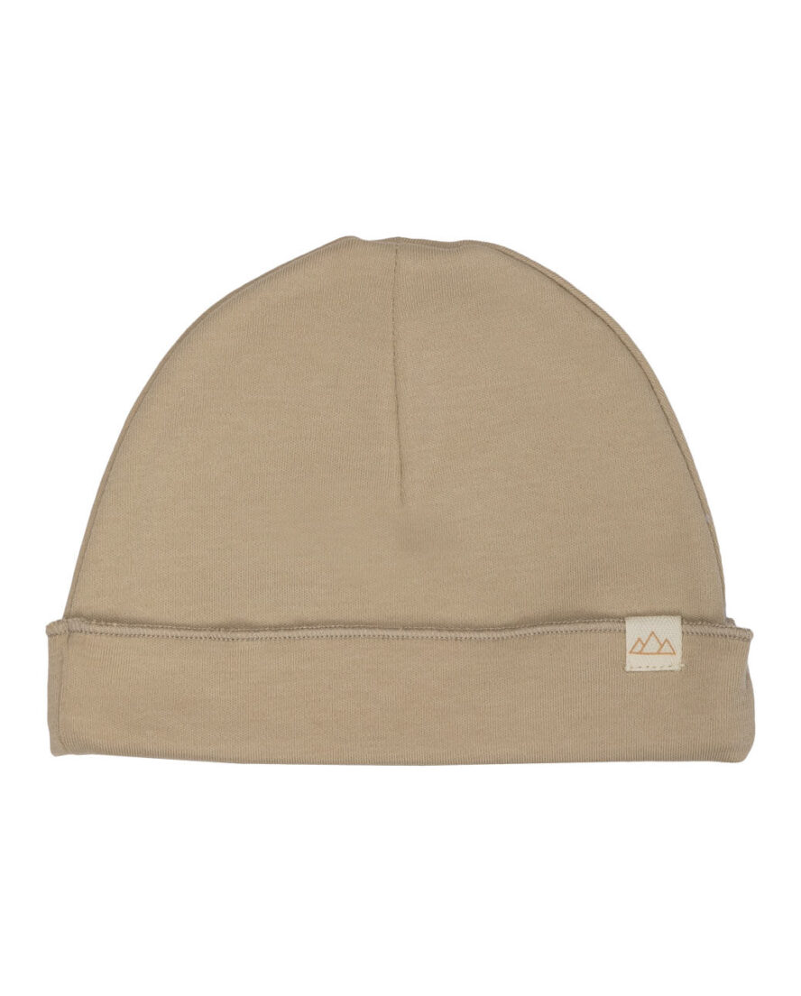 Gorro bebé 100% algodón orgánico Bone White con doble capa y vuelta ajustable