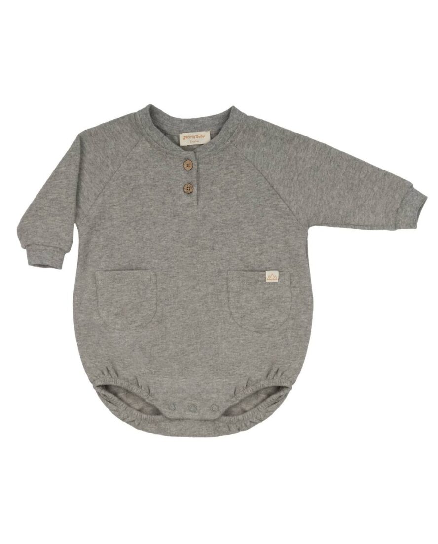 Romper bebé algodón orgánico Cinza