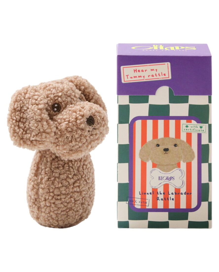 Sonajero bebe artesanal de perrito Lionel x B.T. Chaps